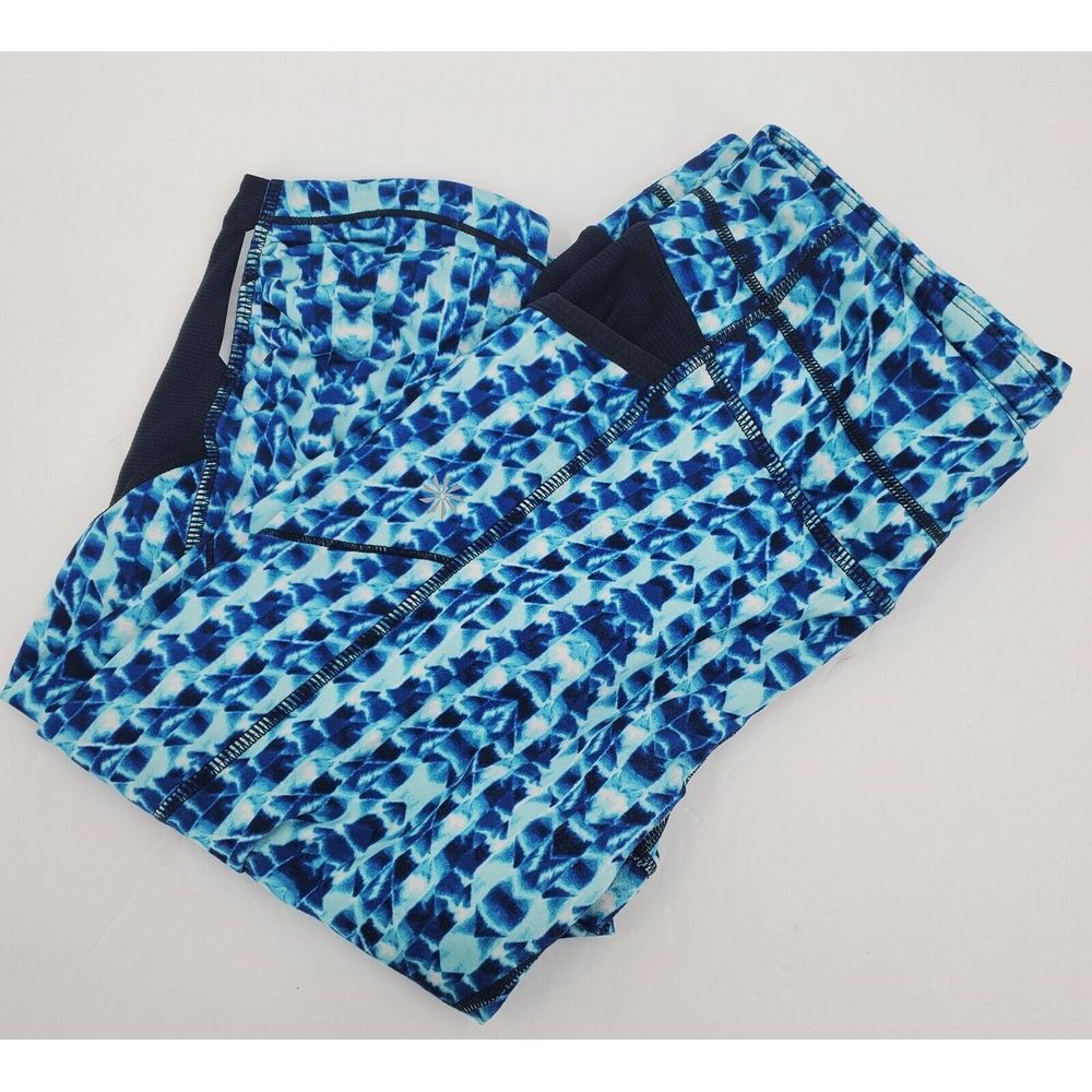 Athleta Be Free Tye Dye Blue Capri Length Knicker Leggings Size Medium Gym